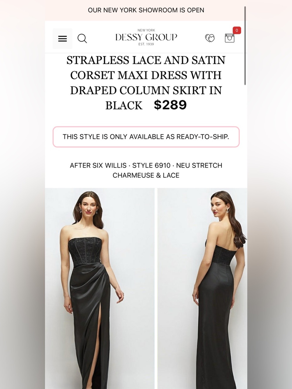After Six Black Satin Strap Evening Gown